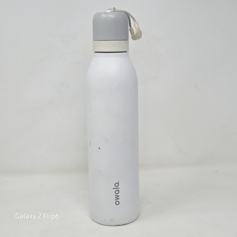 Owala FreeSip 24oz Insulated Stainless Steel Water Bottle White Grey Spout Straw